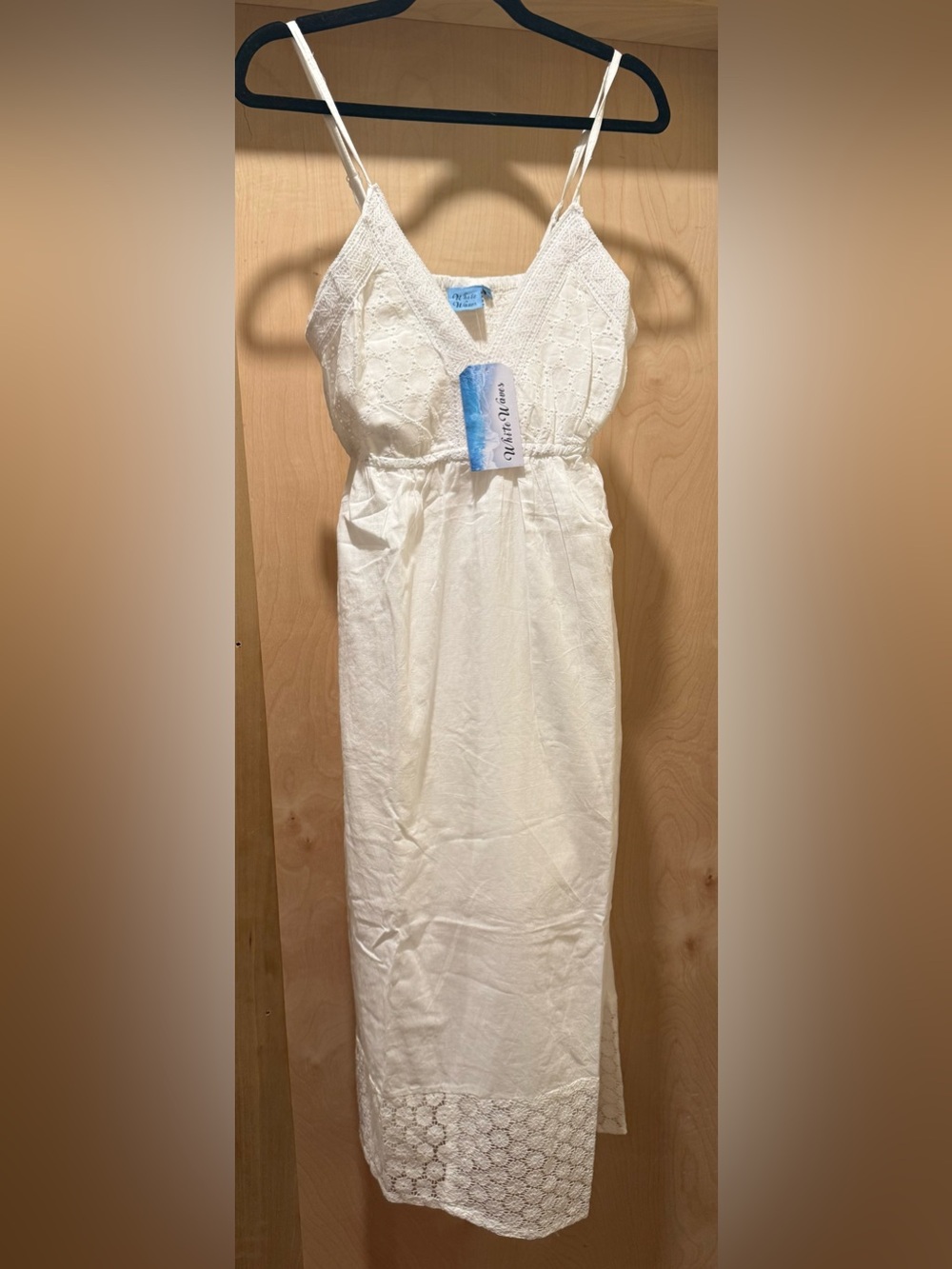 White Waves White Eyelet Sundress 100% Cotton Size L/XLarge NEW
